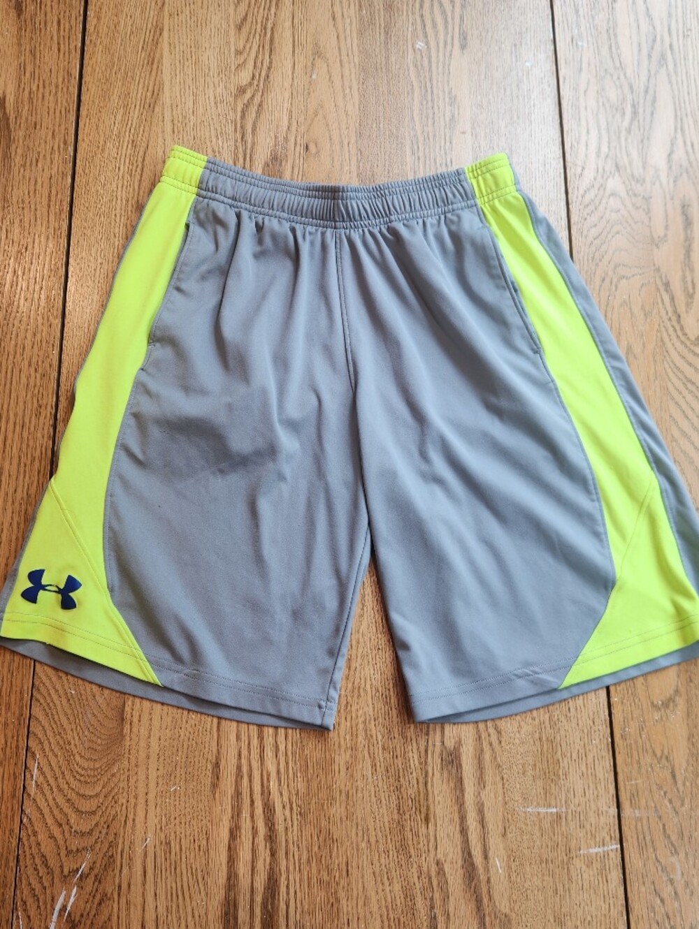 Under Armour Gray and Neon Yellow Boy's Athletic Shorts